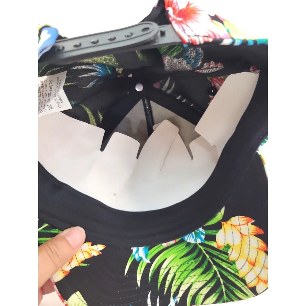 Rowdy Gentlemen SNAPBACK Hat black w/ colorful Floral designs~ fully adjustable